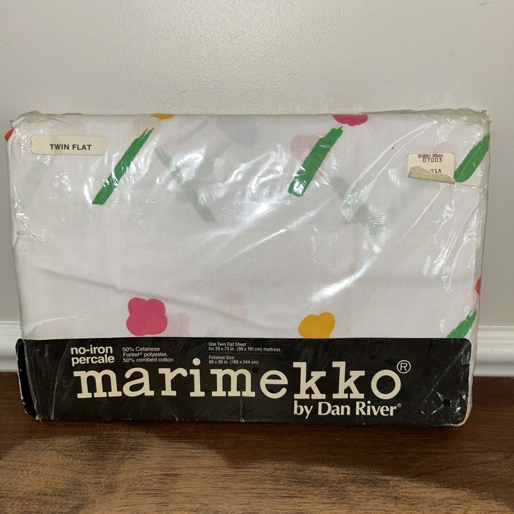 Marimekko Twin Flat Sheet‎ Snow Flower Print New Dan River NOS